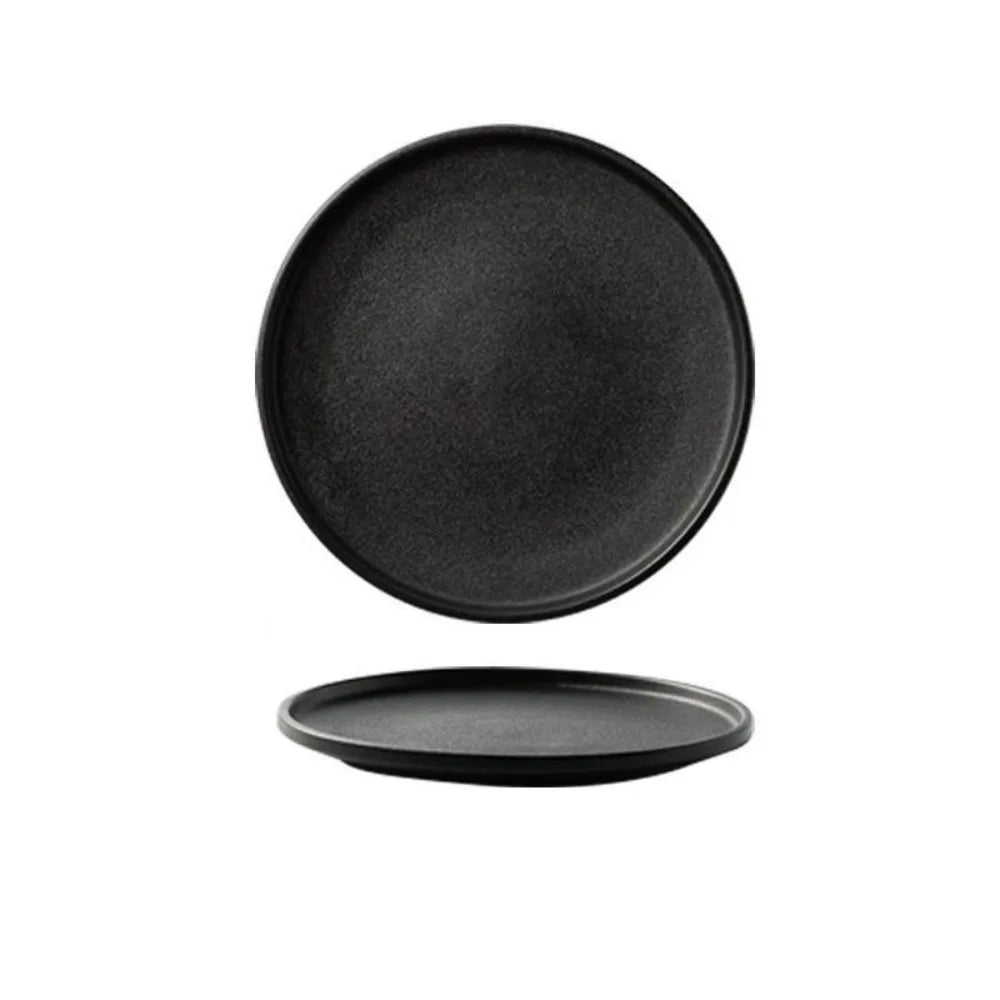 Ceramic Steak Flat Plate – Durable Multi-Function Western Dish for Bread & Serving