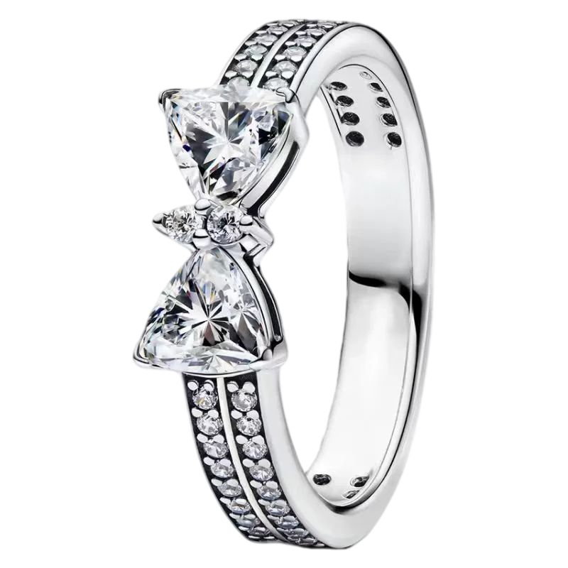 S925 Silver Bow Love Flower Ring – Elegant High-End Fashion Ring