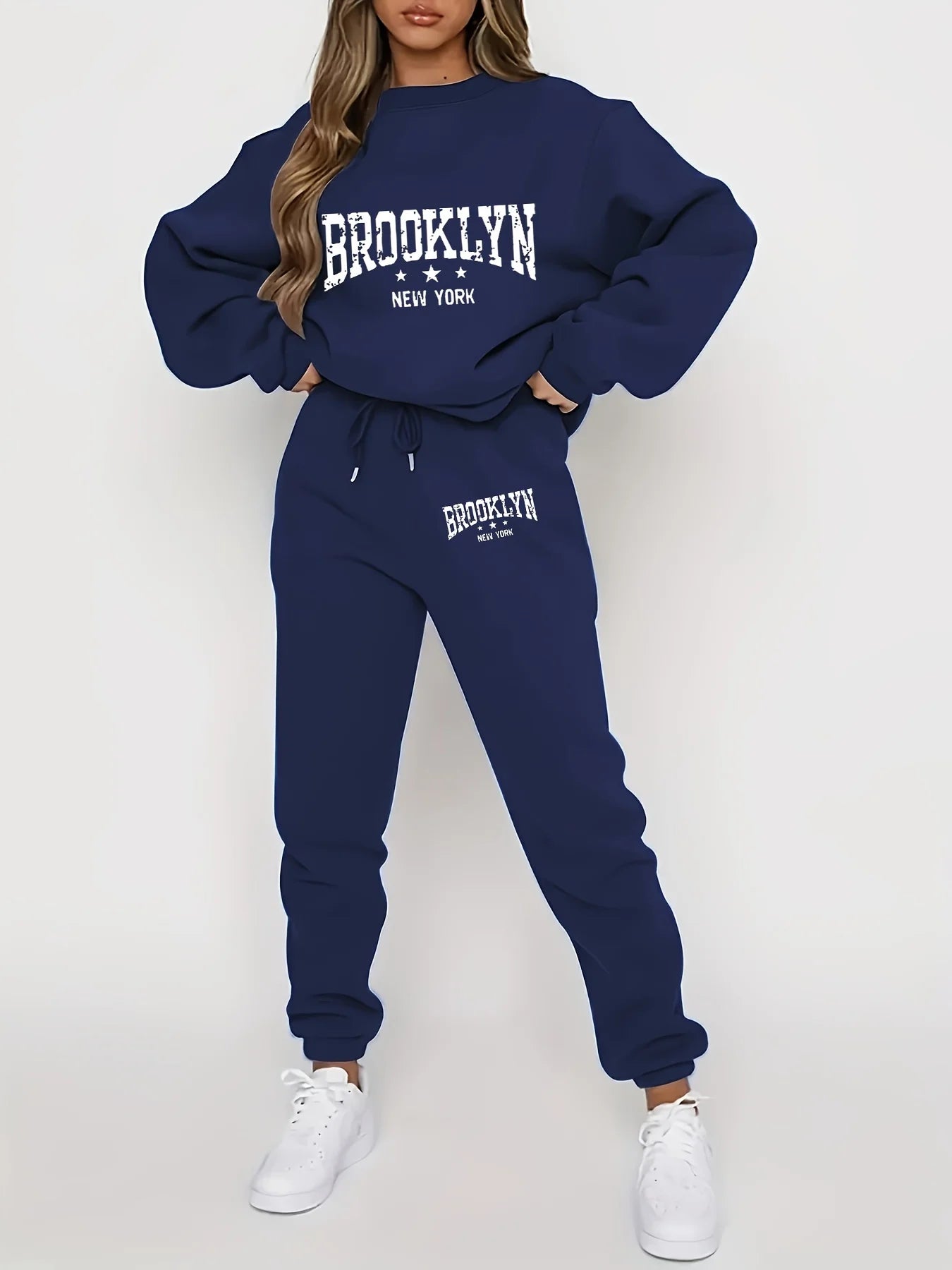 Plush Hoodie & Sweatpants Two Piece Set – Women’s Hip Hop Street Tracksuit