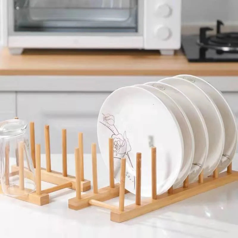 Wooden Multi-Function Dish Drying Rack with Drainboard – Kitchen Tableware Storage Organizer