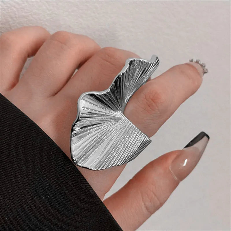 Retro Gem Metal Ring Set – Geometric Irregular Opening Rings for Women