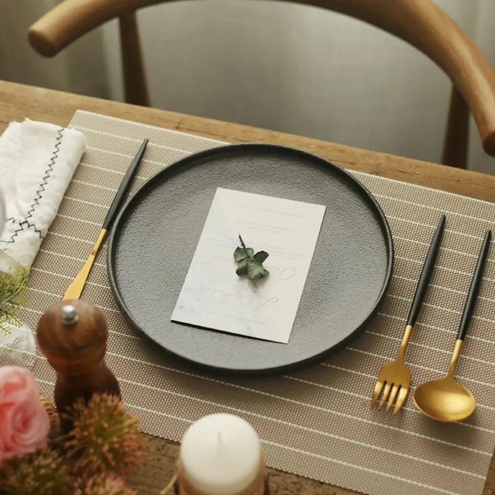 Ceramic Steak Flat Plate – Durable Multi-Function Western Dish for Bread & Serving