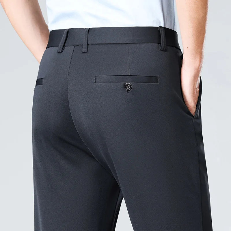 Men’s Slim Straight Stretch Suit Dress Pants – Business Formal Office Trousers
