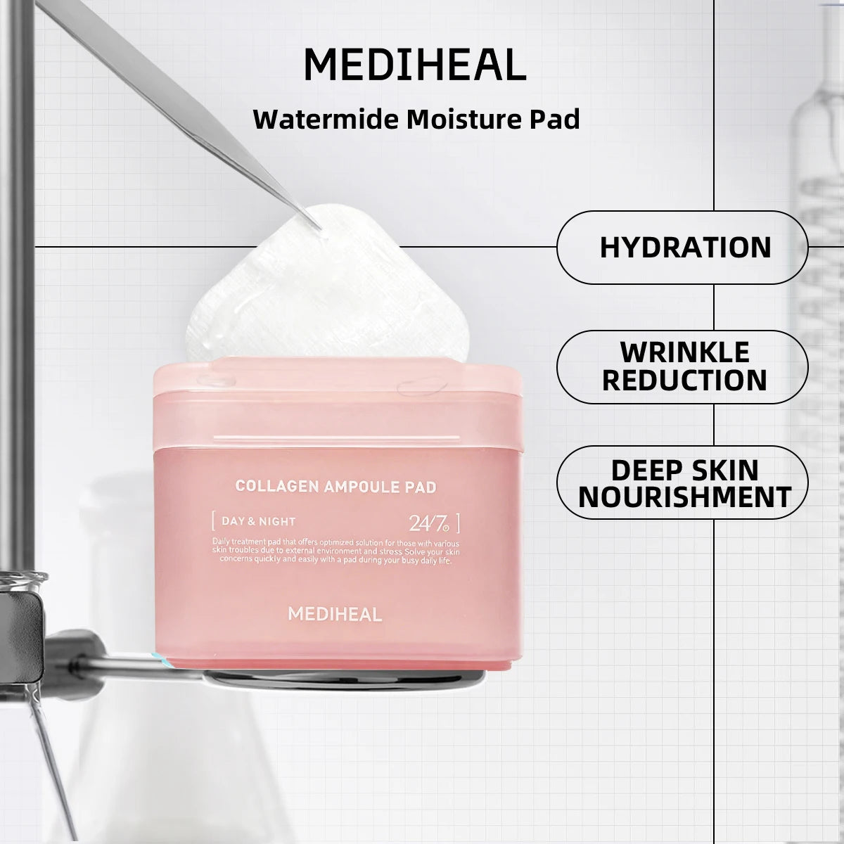 MEDIHEAL Daily Hydrating Skincare Cotton Pads – Korean K-Beauty Moisture Pads