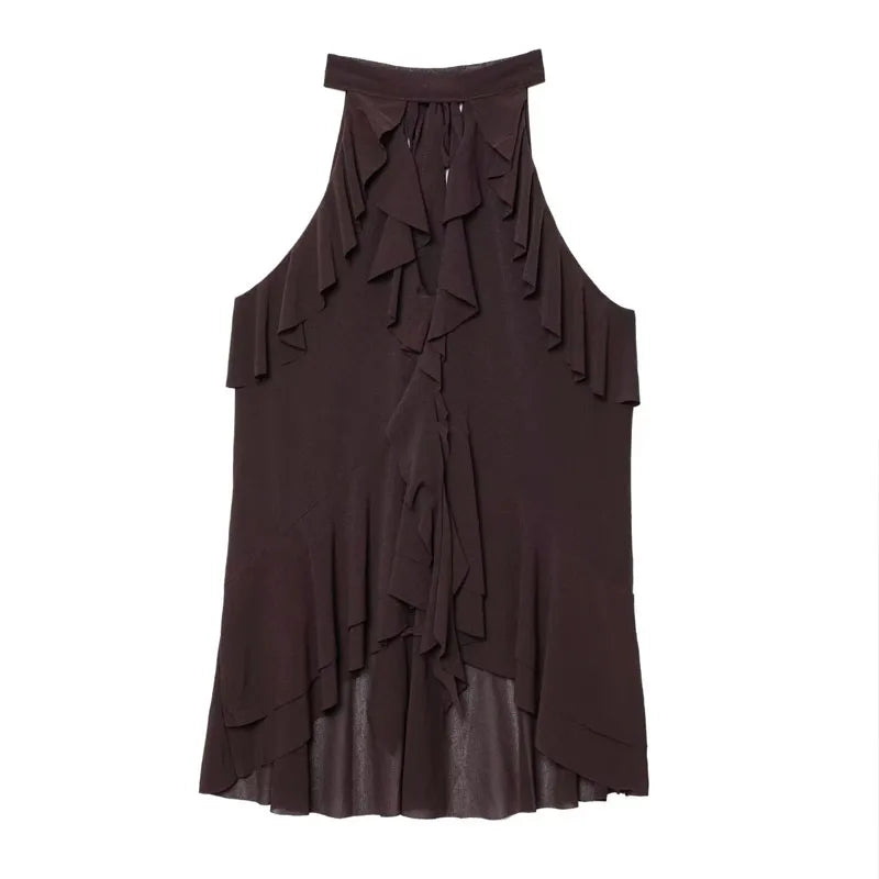 Y2K Pleated Sleeveless Crop Tank Top – Korean Street Style Party Top