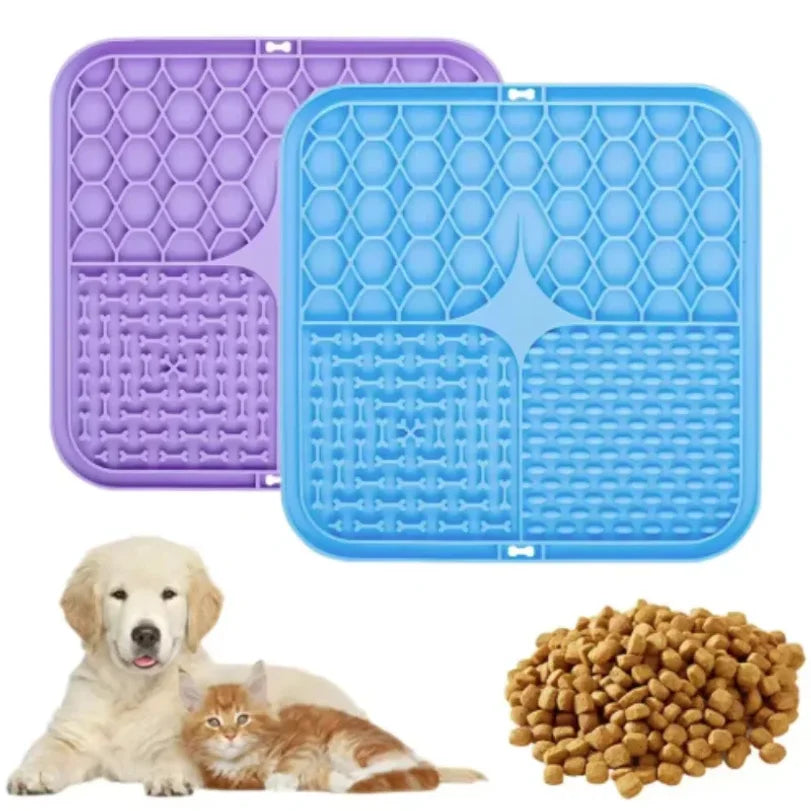 Silicone Dog Lick Mat Slow Feeder – Bath Distraction Suction Plate for Dog Training