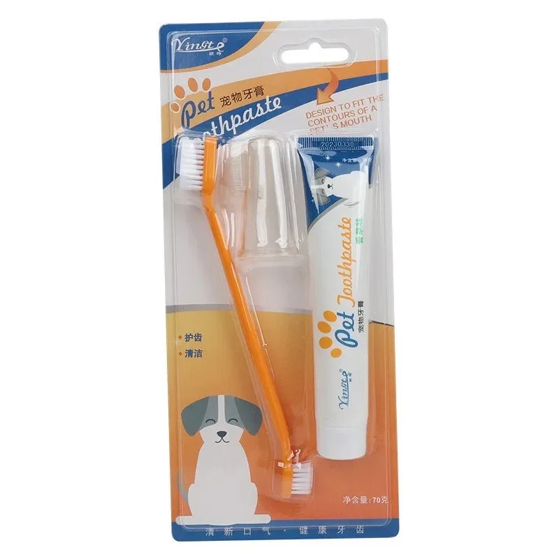 Pet Dental Care Kit – Dog & Cat Toothbrush & Toothpaste Set for Plaque & Tartar
