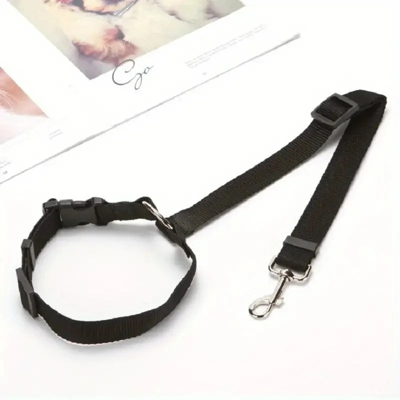 Adjustable Pet Dog & Cat Car Seat Belt Safety Rope – Headrest Restraint for Small Dogs
