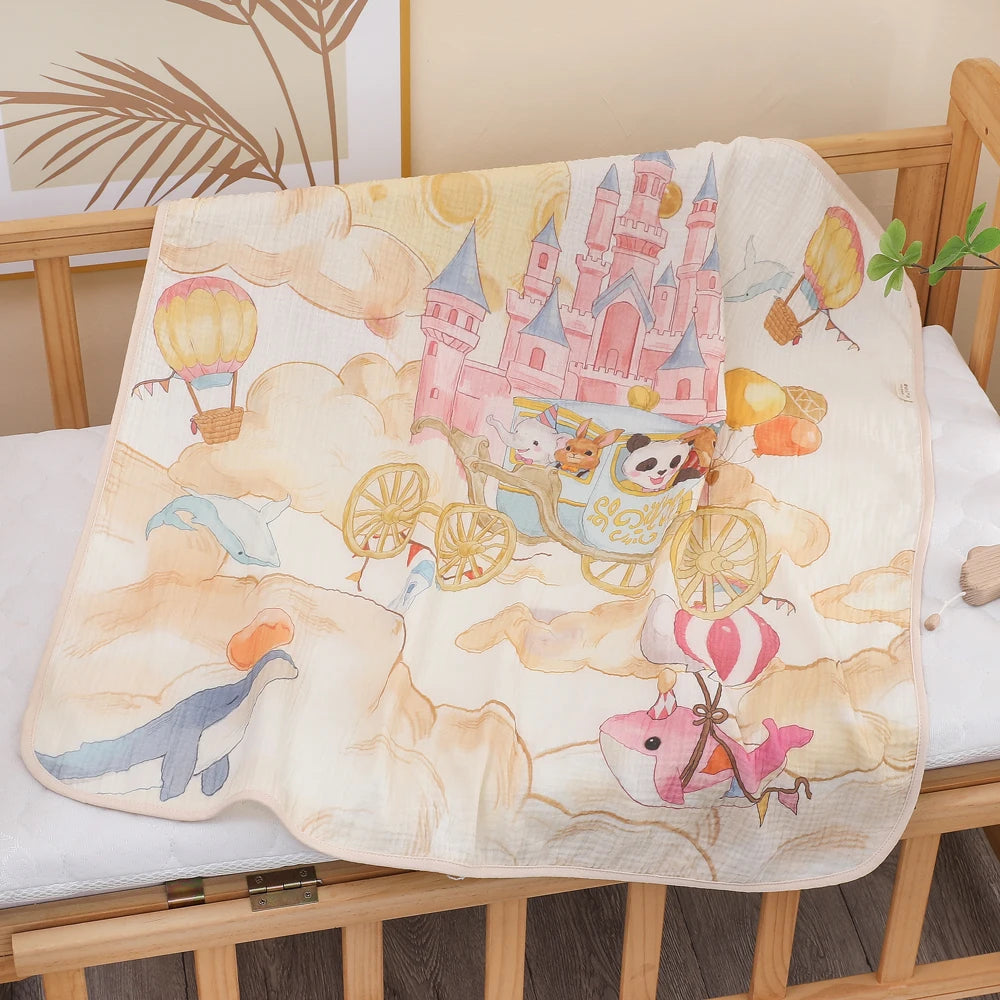 Newborn Baby Bath Towel – Soft Pure Cotton Gauze Blanket for Infants