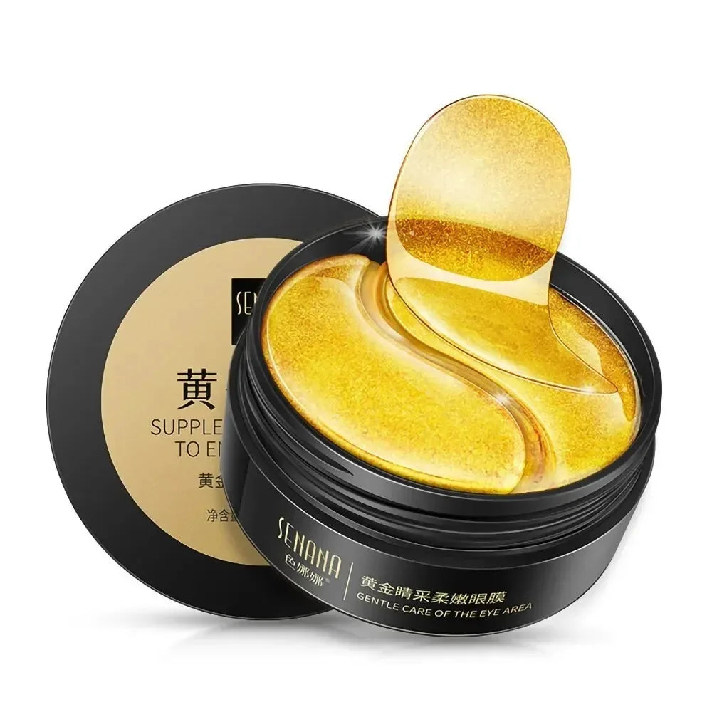 60-Piece Gold Hyaluronic Acid Crystal Eye Mask – Moisturizing Firming Korean Skincare Eye Patches