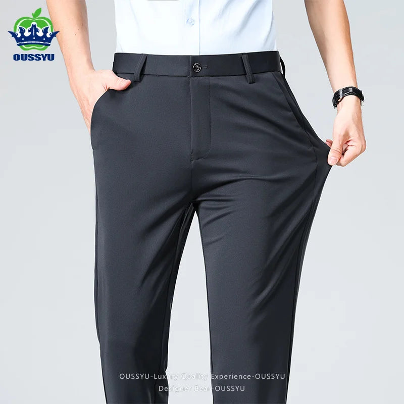 Men’s Slim Straight Stretch Suit Dress Pants – Business Formal Office Trousers