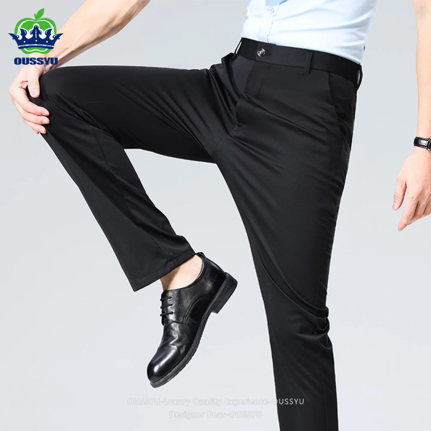 Men’s Slim Straight Stretch Suit Dress Pants – Business Formal Office Trousers