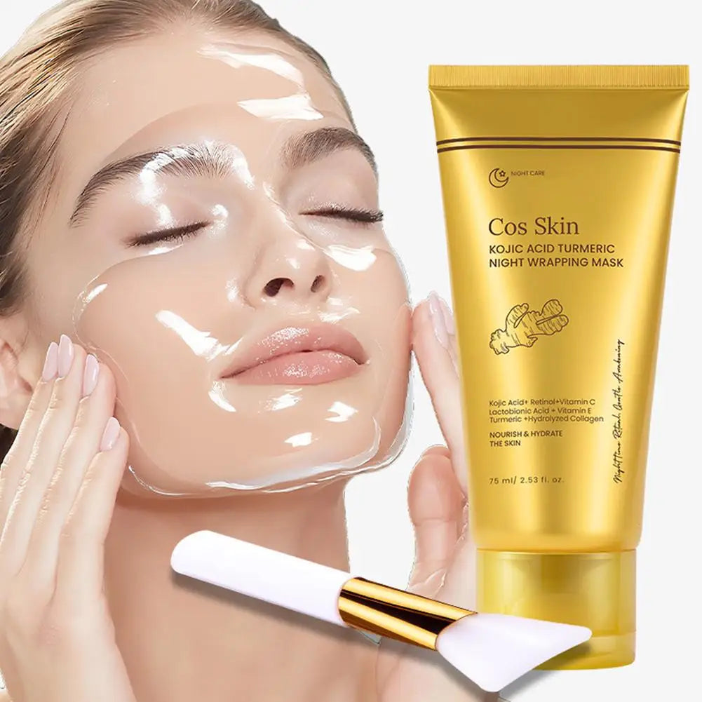 Kojic Acid Turmeric Overnight Peel Off Mask Kit – Collagen Glowing Skin Firming Skincare