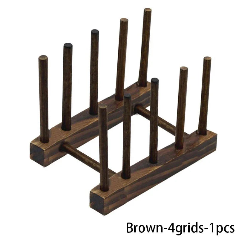 Wooden Multi-Function Dish Drying Rack with Drainboard – Kitchen Tableware Storage Organizer