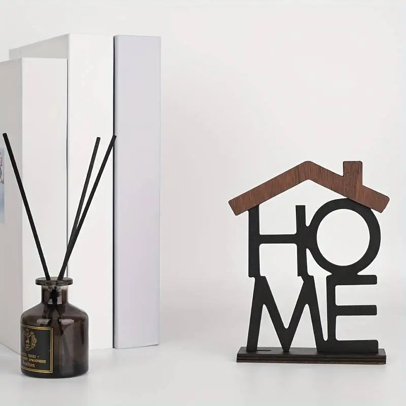 Wooden House-Shaped Ornament | Desktop & Shelf Decor for Living Room & Coffee Table