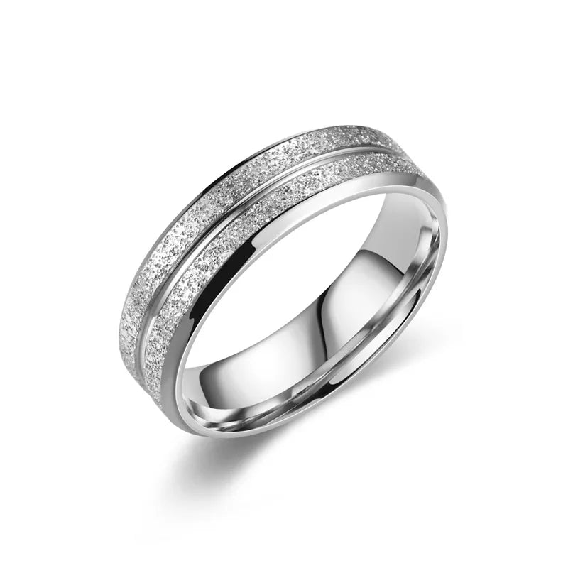 Square Zircon Stainless Steel Couple Ring – Romantic Engagement Wedding Ring for Women & Men