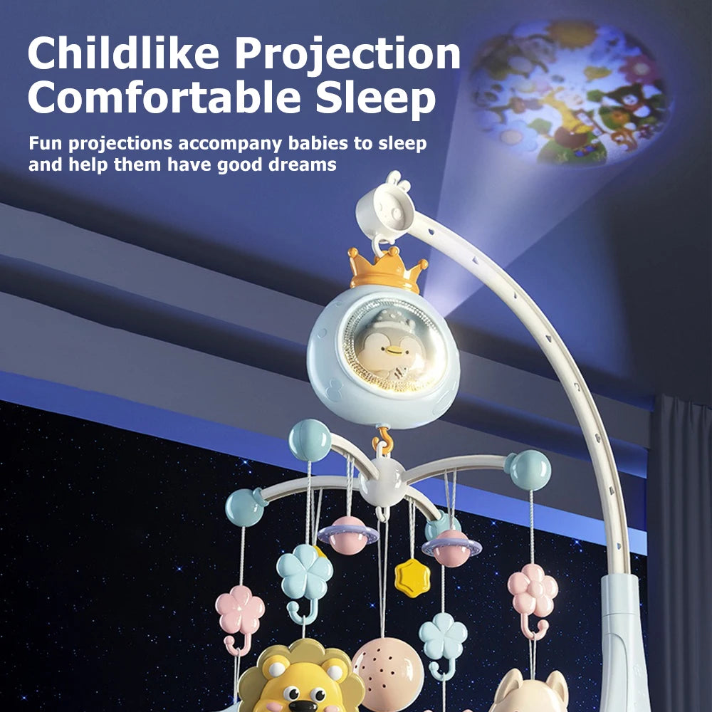Baby Crib Mobile with Projector and Night Light – Musical Rotating Toy for Newborns
