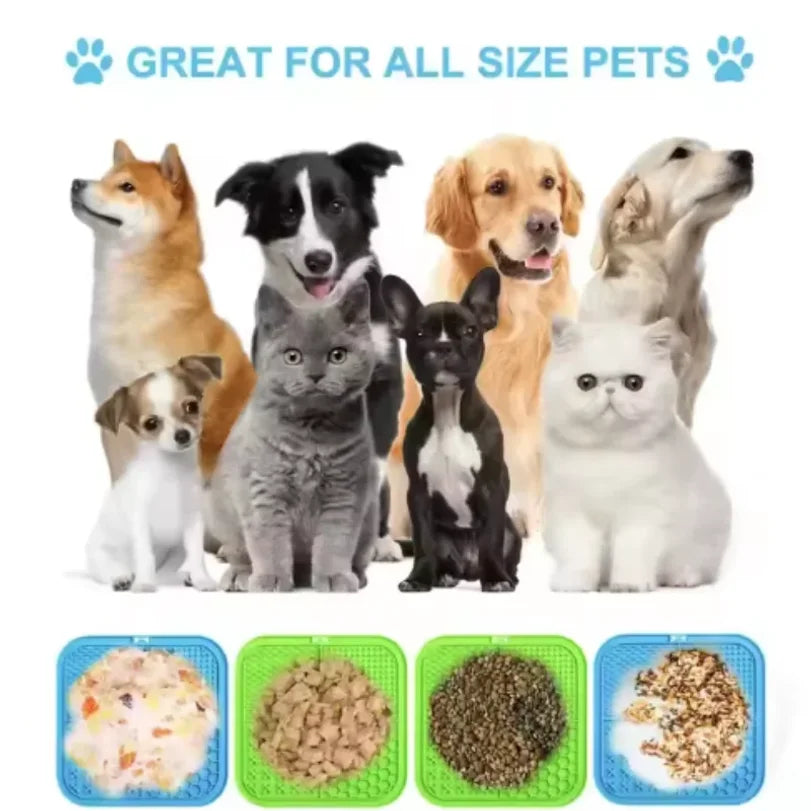 Silicone Dog Lick Mat Slow Feeder – Bath Distraction Suction Plate for Dog Training