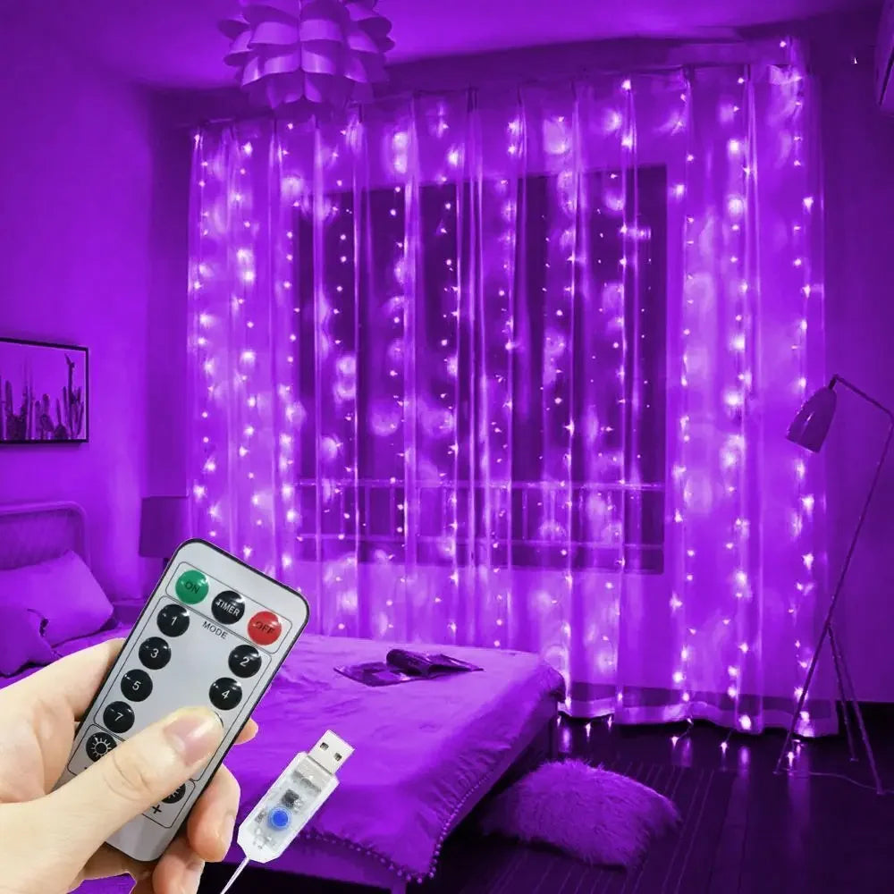 LED Curtain String Lights with Remote | 8 Modes USB Fairy Lights for Bedroom & Wedding