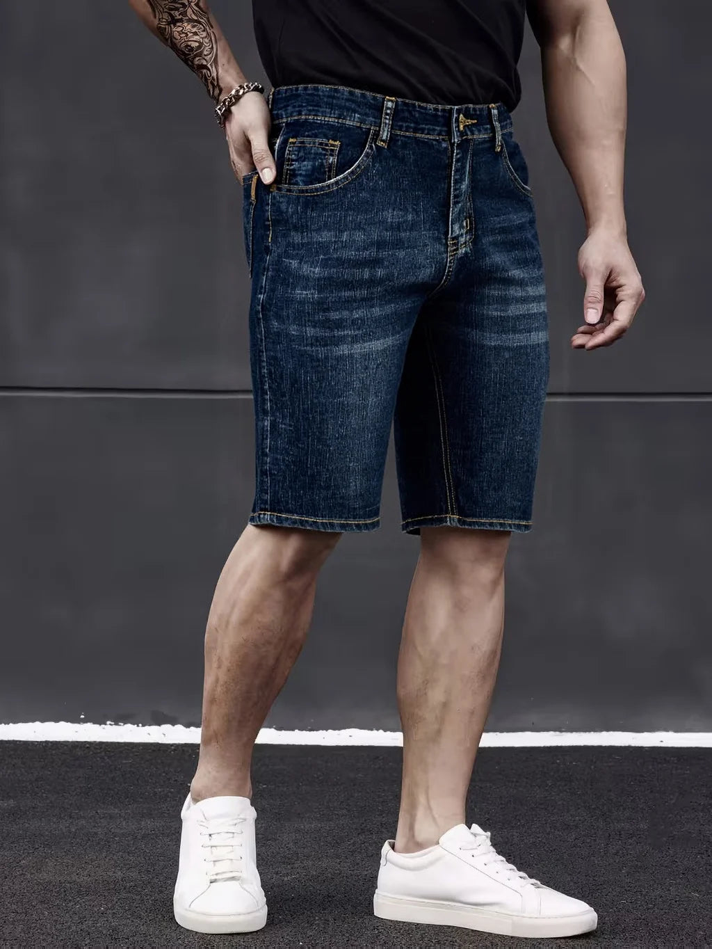 Men’s Slim Fit Stretch Denim Shorts – Classic Business Casual Summer Pants