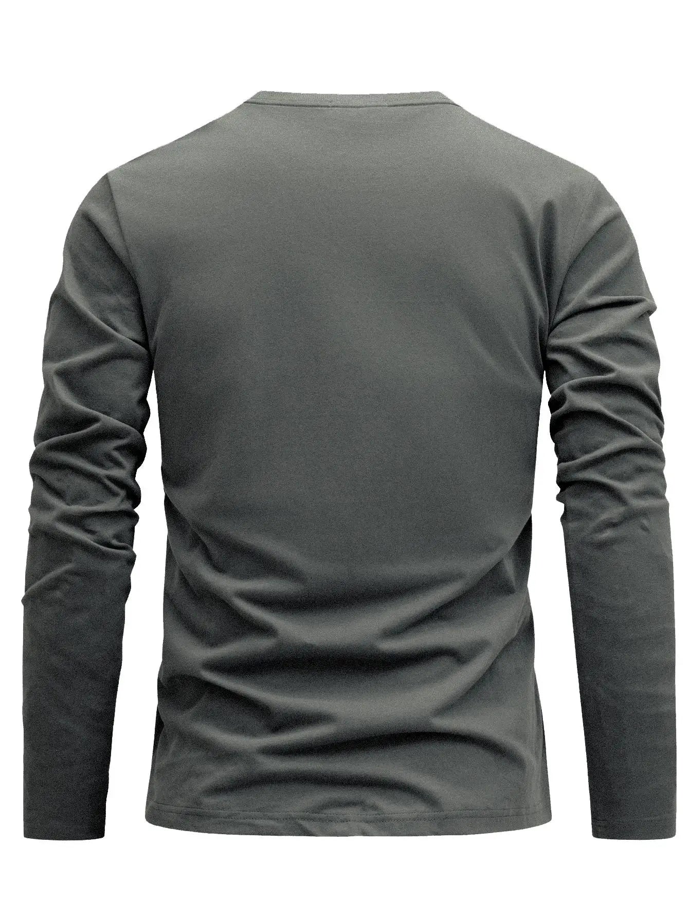 Men’s Mountain Print 100% Cotton Long Sleeve T-Shirt – Casual Sports Round Neck Tee