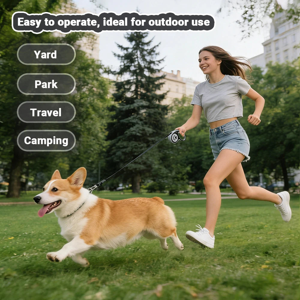 Retractable Dog Leash 3M/5M – One-Button Lock Non-Slip Handle for Small Dogs Cats Training & Hiking