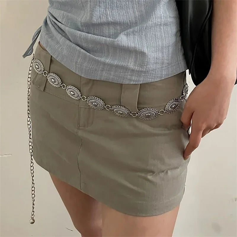Retro Bohemian Metal Waist Chain Belt – Ethnic Style Sweater Body Decor Accessory for Women