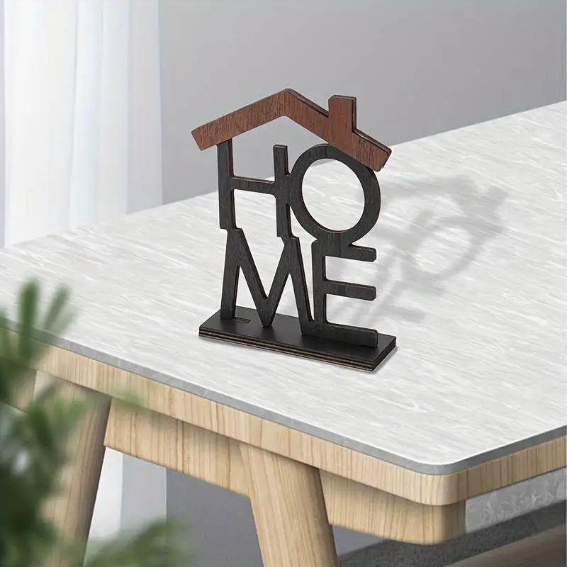 Wooden House-Shaped Ornament | Desktop & Shelf Decor for Living Room & Coffee Table