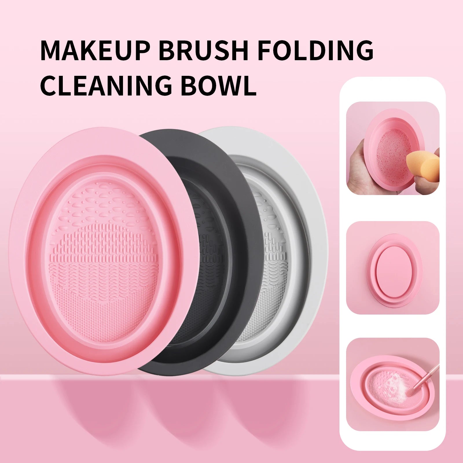 Foldable Silicone Makeup Brush Cleaning Bowl – Portable Brush Cleaner Pad