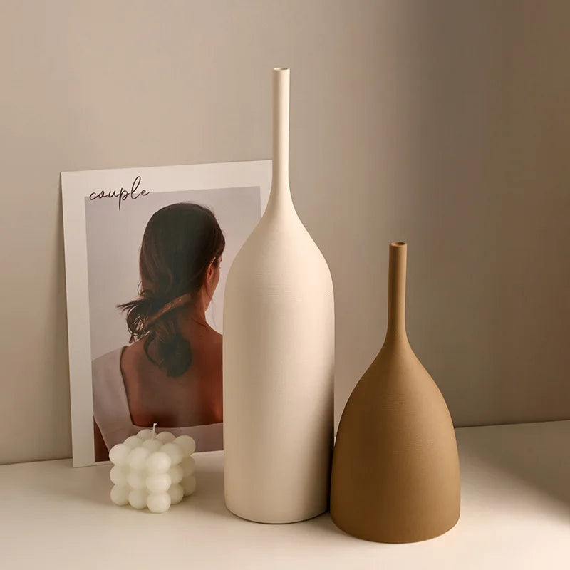 Handmade Ceramic Vase | Wabi-Sabi Morandi Style for Living Room & Home Decor