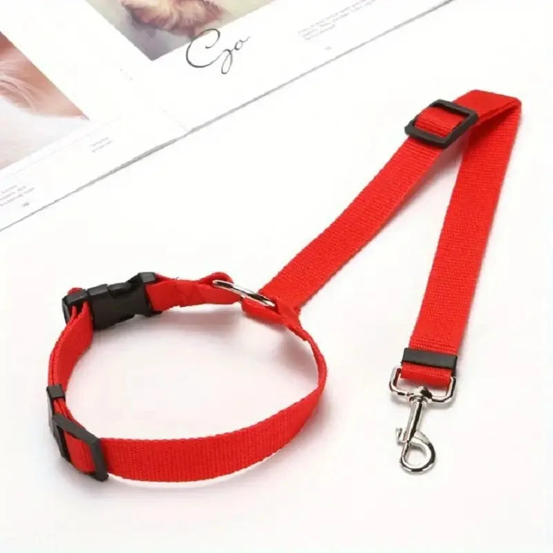 Adjustable Pet Dog & Cat Car Seat Belt Safety Rope – Headrest Restraint for Small Dogs