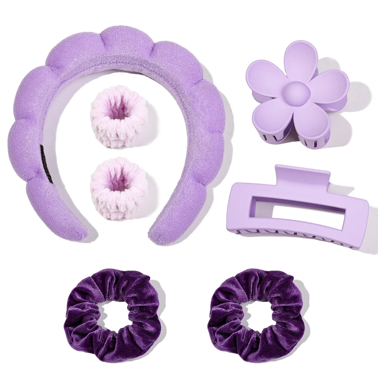 7Pcs Microfiber Scrunchie & Spa Headband Set – Skincare Shower Makeup Accessories