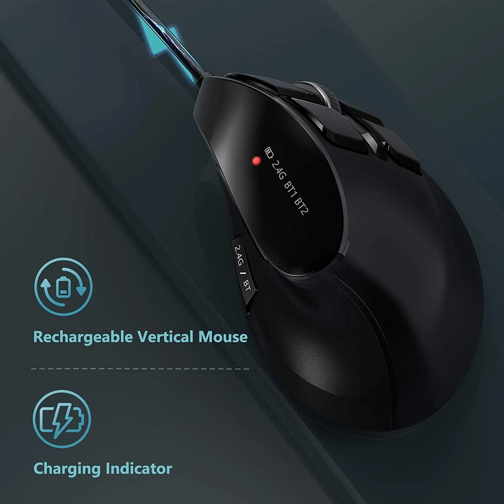 Bluetooth Vertical Wireless Mouse – Ergonomic Rechargeable Mouse for Laptop & Tablet