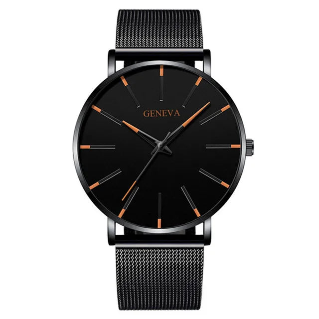 Minimalist Men's Ultra-Thin Mesh Belt Quartz Watch