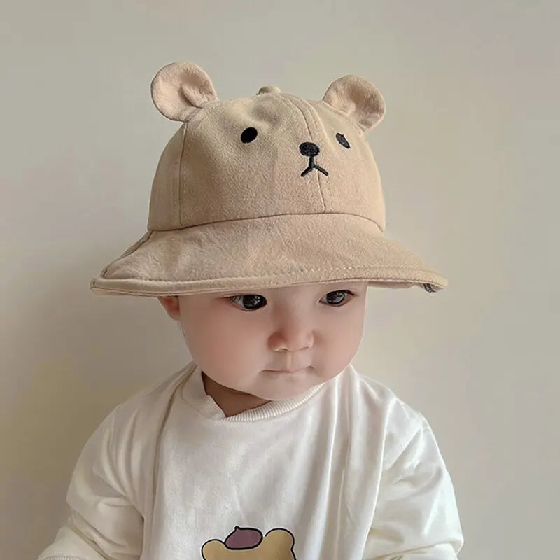 Cute Bear Baby Bucket Hat – UV Sun Protection Hat for Infants & Toddlers 0–4 Years