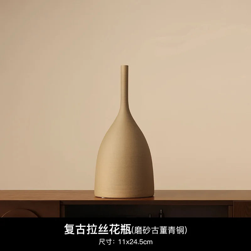 Handmade Ceramic Vase | Wabi-Sabi Morandi Style for Living Room & Home Decor