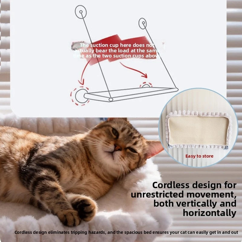 Large Wide Cat Window Hammock Bed – Suction Cup Hanging Perch for Indoor Sunbathing & Balcony