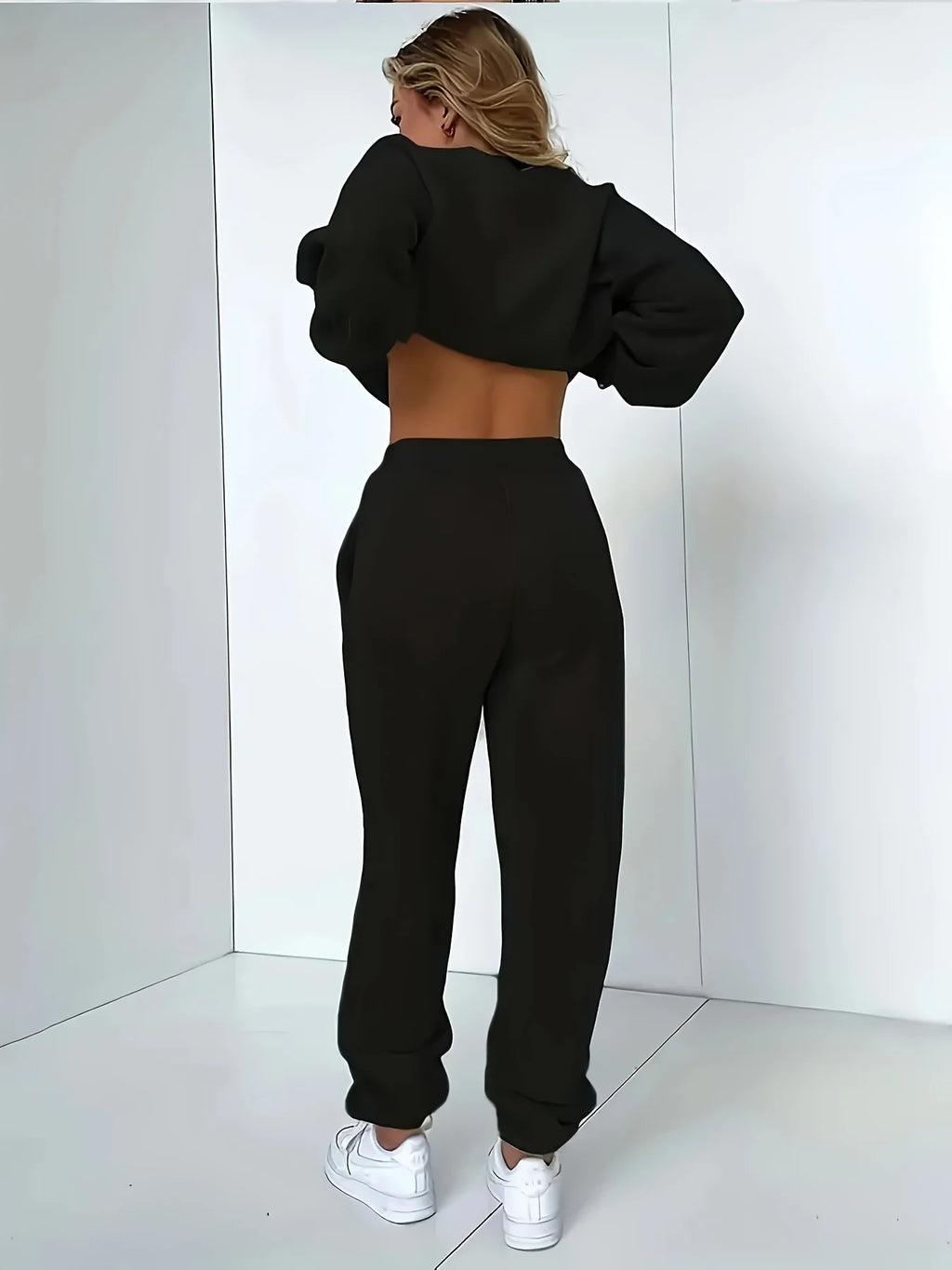 Plush Hoodie & Sweatpants Two Piece Set – Women’s Hip Hop Street Tracksuit