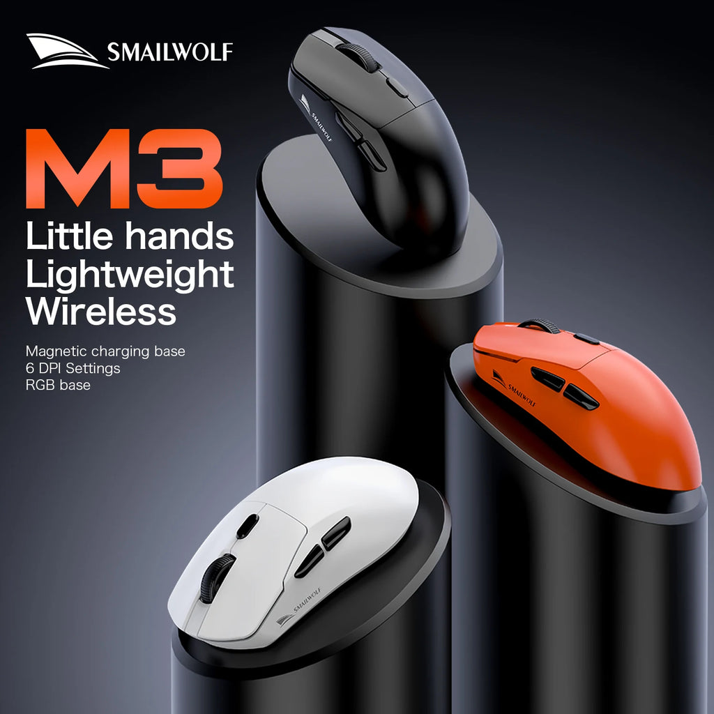 SMAILWOLF M3 PRO Wireless Gaming Mouse – Tri-Mode Bluetooth & USB Lightweight FPS Mouse