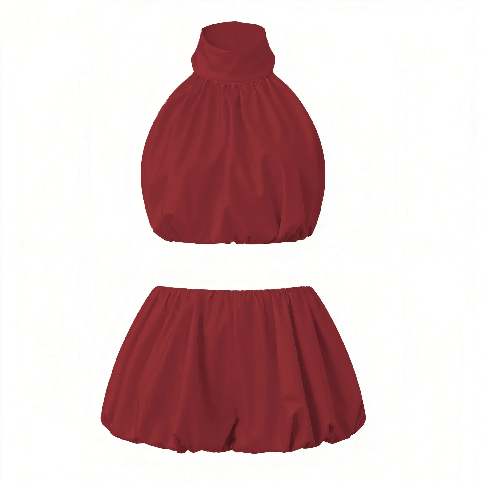 Halter Neck Backless Crop Top & Mini Skirt Set – Women’s Summer Two Piece