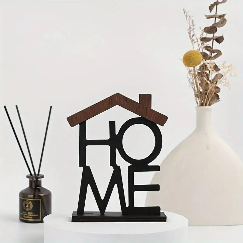 Wooden House-Shaped Ornament | Desktop & Shelf Decor for Living Room & Coffee Table