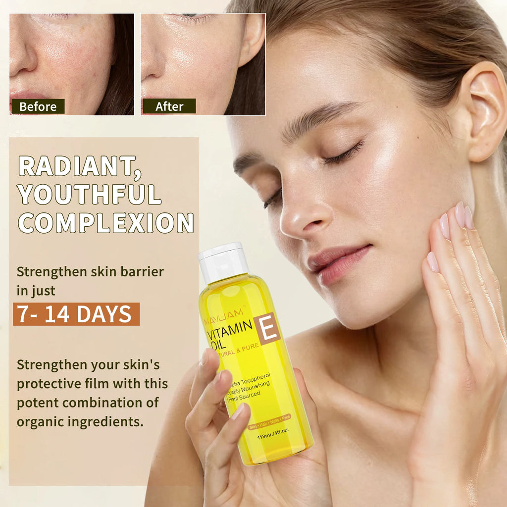 MAYJAM Natural & Pure Vitamin E Face Care Oil – Moisturizing Brightening Skin Tone 118ml 236ml
