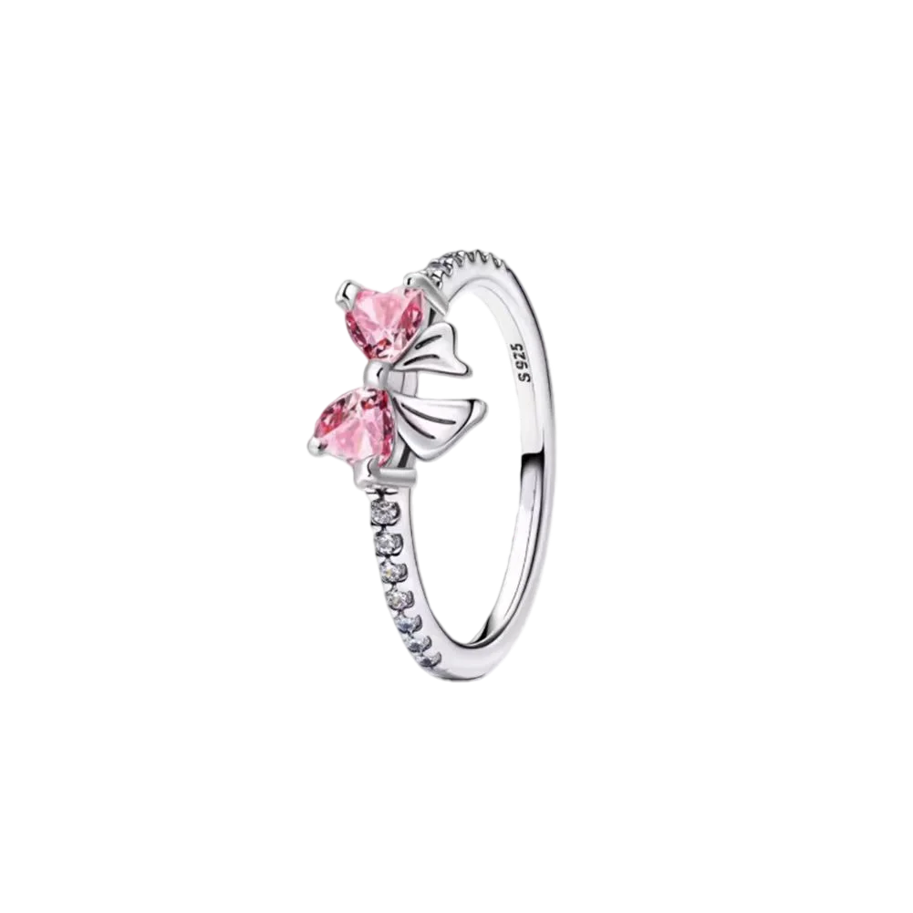 S925 Silver Bow Love Flower Ring – Elegant High-End Fashion Ring