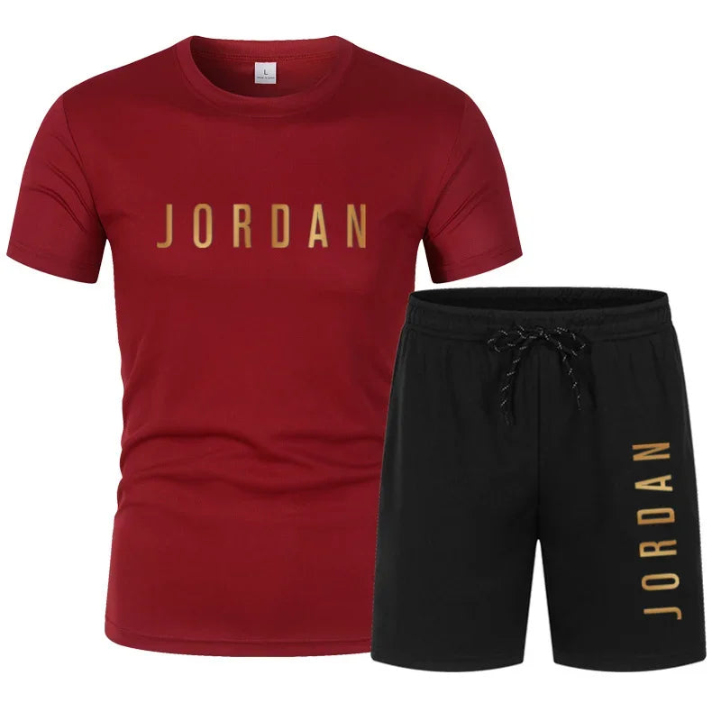 Men’s Summer Short Sleeve T-Shirt & Shorts Two Piece Set – Casual Sports Matching Outfit