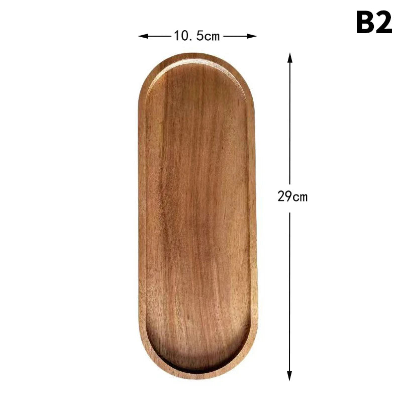 Solid Wood Serving Tray | Japanese-Style Round & Rectangle Snack Board