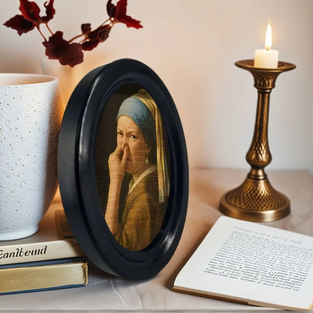 Quirky Girl Mini Wall Art | Framed Wooden Hanging Painting for Home & Office