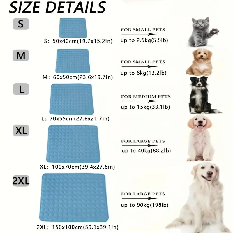 Pet Ice Cooling Mat – Breathable Ice Silk Washable Dog & Cat Bed for Summer