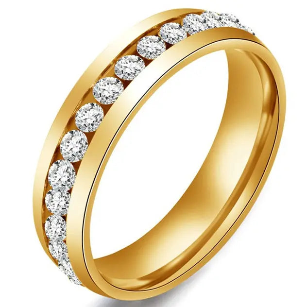 Square Zircon Stainless Steel Couple Ring – Romantic Engagement Wedding Ring for Women & Men