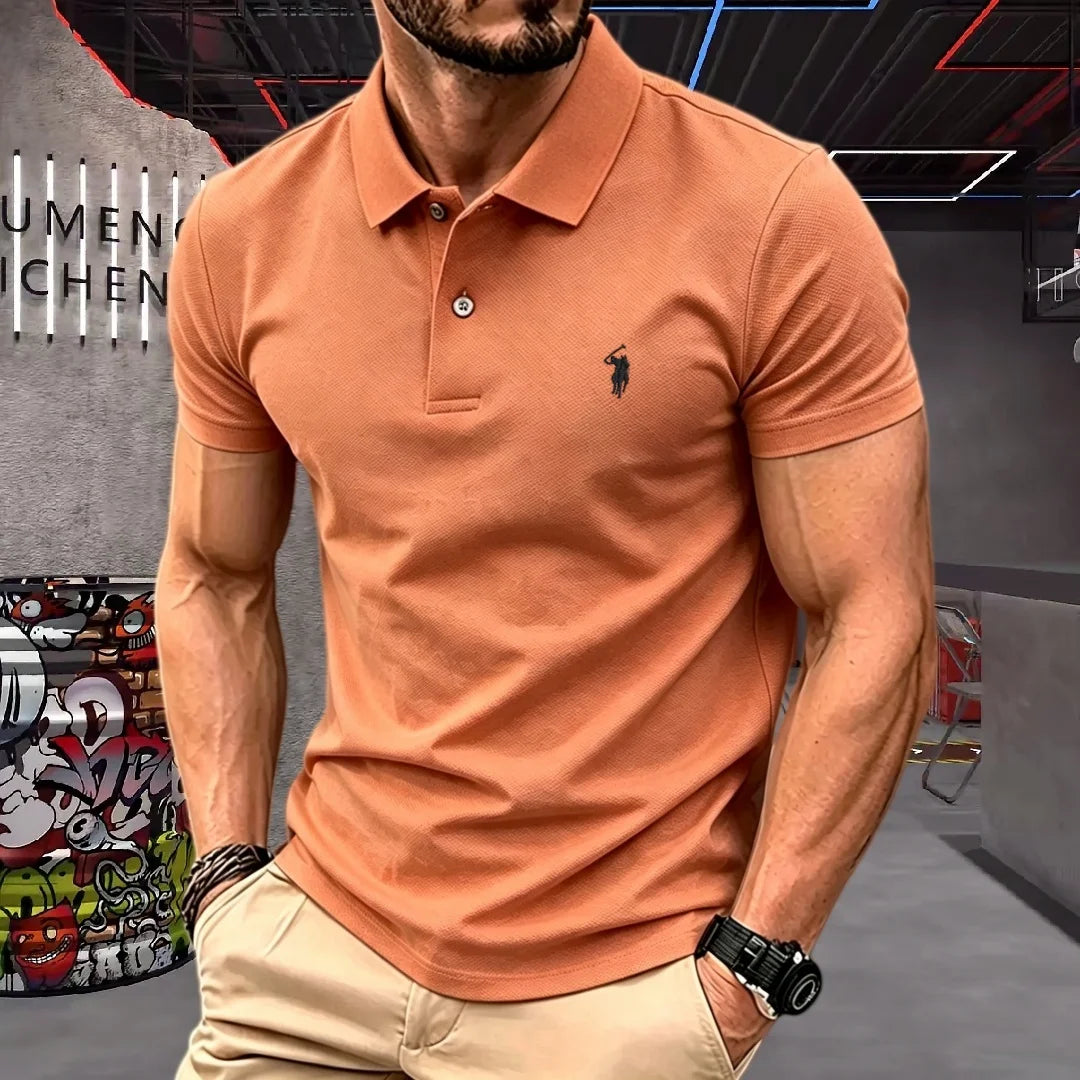 Men’s 100% Cotton Luxury Pony Embroidery Polo Shirt – Summer Golf Casual T-Shirt