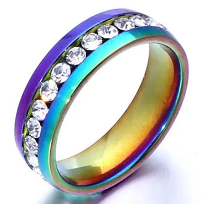Square Zircon Stainless Steel Couple Ring – Romantic Engagement Wedding Ring for Women & Men